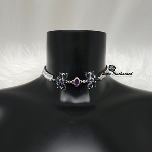 Mermaid Blossom Princess collar, London Blue Topaz & Amethyst ~ Luxury sterling silver submissive day collar