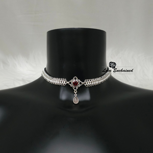 Mermaid Lace Princess, Garnet ~ Luxury sterling silver submissive day collar