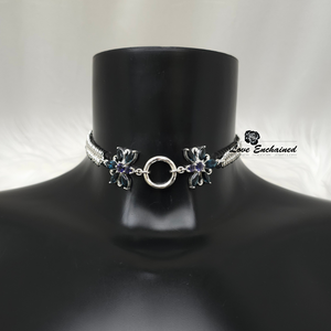 Mermaid O Blossom Princess collar, London Blue Topaz ~ Luxury sterling silver submissive day collar