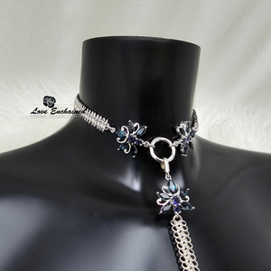 Mermaid O Blossom Princess collar, London Blue Topaz ~ Luxury sterling silver submissive day collar