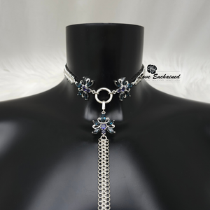 Mermaid O Blossom Princess collar, London Blue Topaz ~ Luxury sterling silver submissive day collar