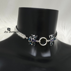 Mermaid O Blossom Princess collar, London Blue Topaz ~ Luxury sterling silver submissive day collar
