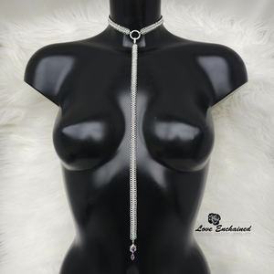 Mermaid Princess Leash, Amethyst ~ Luxury sterling silver submissive Leash
