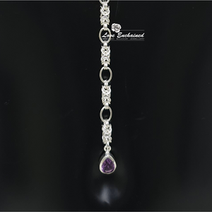 Venus O Princess luxury collar & leash ~ sterling silver chainmail and Amethyst