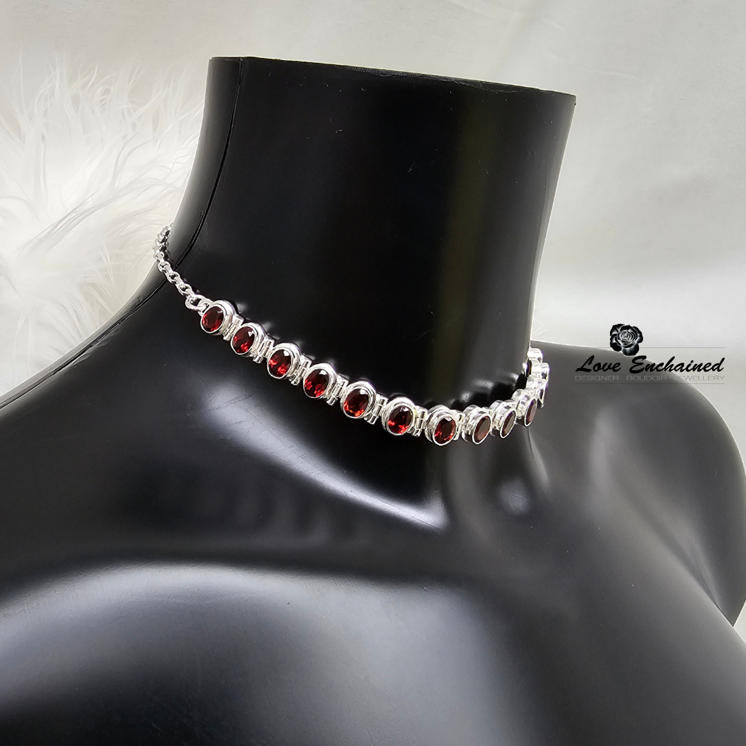 Burgundy Beauty day collar - sterling silver and garnets collar
