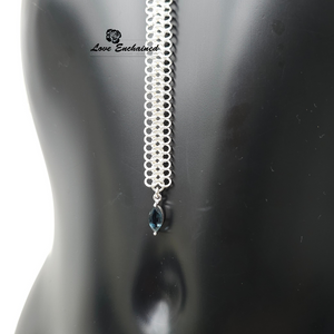 Mermaid Blossom Princess Leash, London Blue Topaz ~ Luxury sterling silver submissive Leash