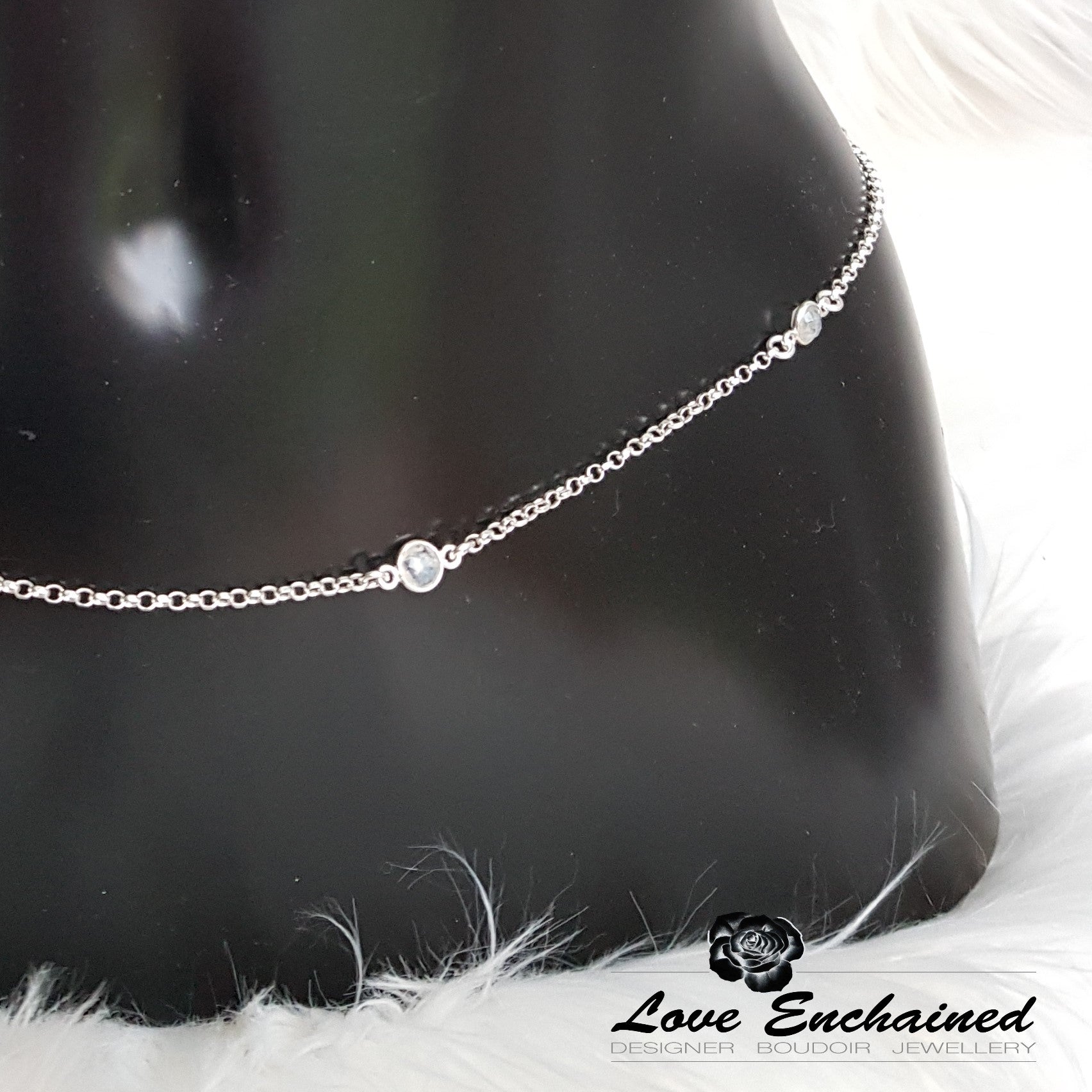 Love Enchained sterling silver and small moonstones waist chain
