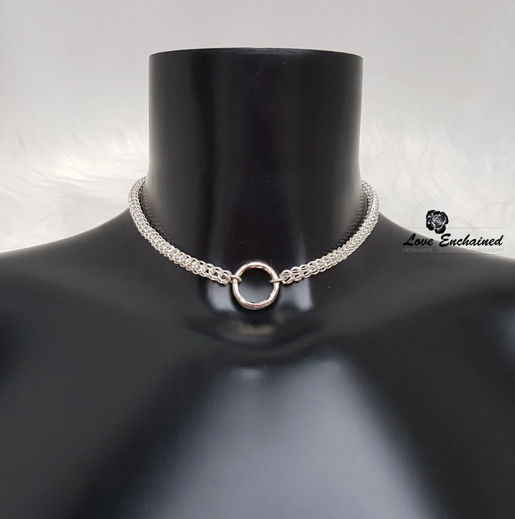 Persian O Princess day collar ~ sterling silver small O ring luxury submissive collar