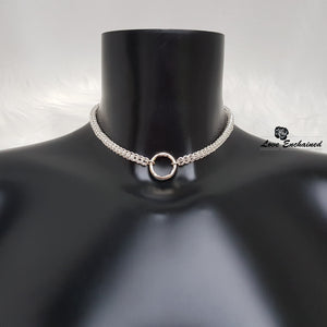 Persian O Princess day collar ~ sterling silver small O ring luxury submissive collar