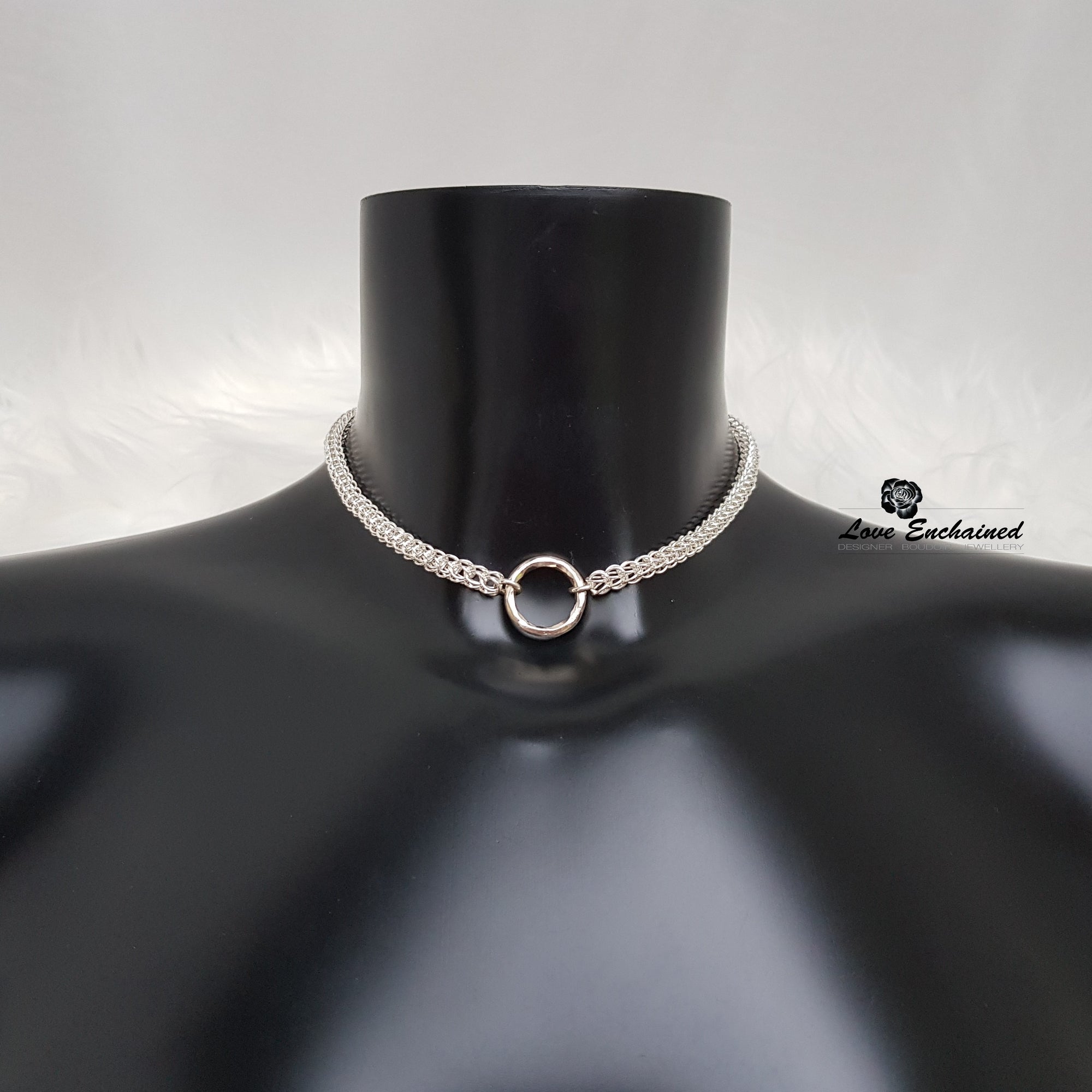 Persian O Princess day collar ~ sterling silver small O ring luxury submissive collar